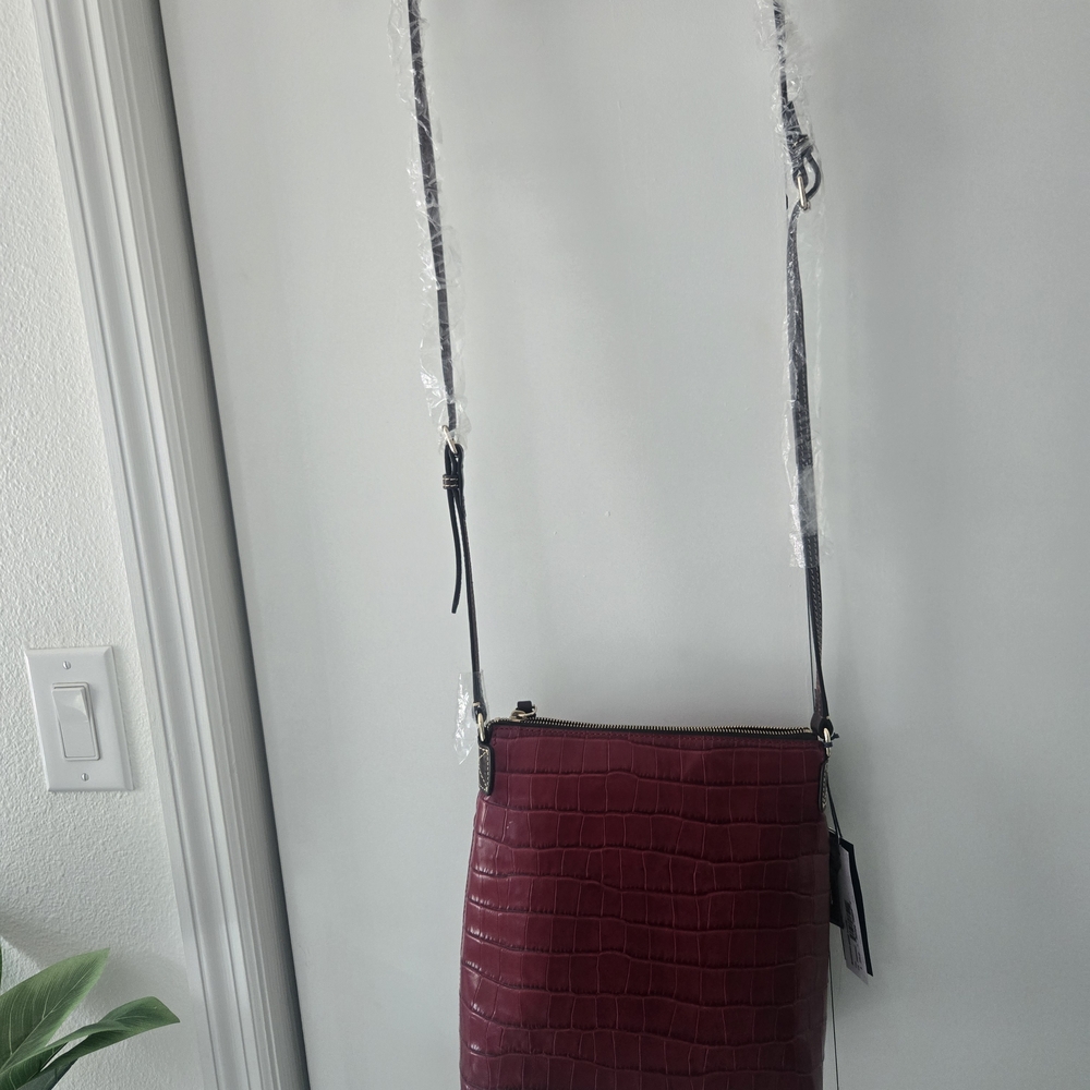 Dooney & Bourke Burgundy Croc Embossed Crossbody Bag - Picture 7 of 9